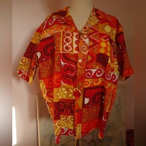 1970s bark cloth Hawaiian shirt